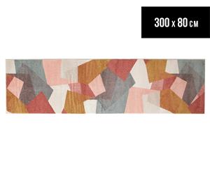 Rug Culture 300x80cm Power Loomed Modern Geometric Runner Rug - Blush