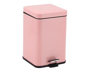 SOGA Foot Pedal Stainless Steel Rubbish Recycling Garbage Waste Trash Bin Square 6L Pink