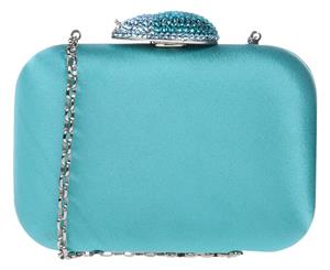 San Blas Hard-Body Satin Clutch - Turquoise