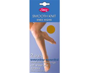 Silky Womens/Ladies Smooth Knit Knee Highs (2 Pairs) (Honey) - LW251