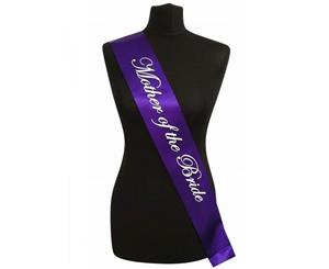 Single Layer Satin Purple with White Mother of Bride Night Party Text Sash Banner 160cm x 80cm x 10cm