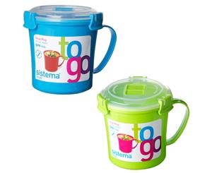 Sistema Set of 2 Soup Mugs Blue and Lime