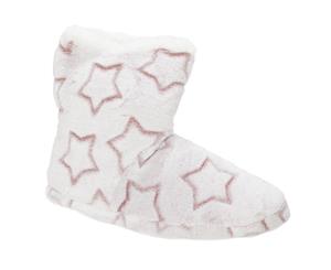 Slumberzzz Womens/Ladies Star Embossed Bootee Slippers (Pink) - SL734