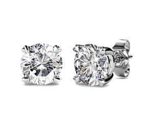 Solitaire Studs Embellished with Swarovski crystals-White Gold/Clear