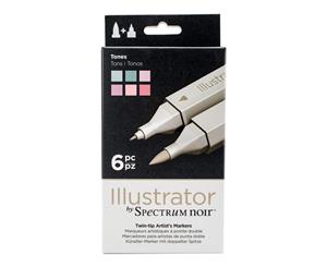 Spectrum Noir Illustrator Twin Tip Markers 6 pack - Tones