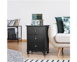 Vintage Bedside Table Drawers Side Table Storage Cabinet Nightstand Black