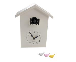 Walplus White Minimalist Cuckoo Table Clock Black Window with changeable 4 birds