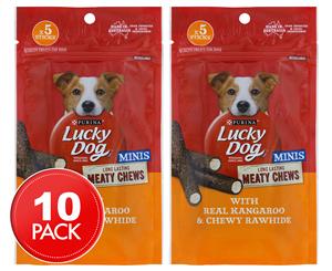 2 x 5pk Purina Lucky Dog Meaty Chew Minis Real Kangaroo & Chewy Rawhide