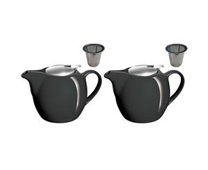 2PK Avanti Camelia Black Ceramic Teapot Stainless Steel Infuser Dishwasher 750ml