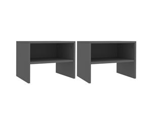 2x Bedside Cabinet Grey Chipboard Bedroom Nightstand Side End Table