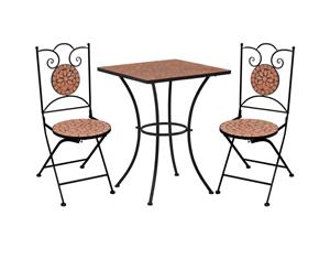 3 Piece Mosaic Bistro Set Ceramic Tile Terracotta Balcony Table Set