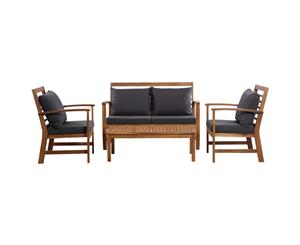 4 Piece Solid Acacia Wood Garden Lounge Set with Cushions Patio Set