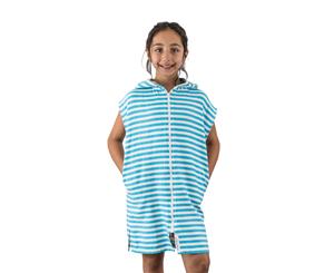 AMALFI Kids Hooded Turkish Towel Sleeveless/Zip/Pockets | Unisex Aqua/White