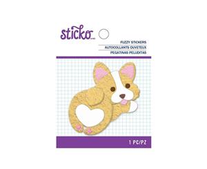 American Crafts - Sticko - Fuzzy Stickers - Fat Corgi