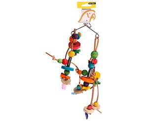 Avi One Parrot Toy Wooden Beads with Leather - 20x31cm