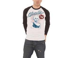 Blondie T Shirt Apple 74 Band Logo Official Mens Baseball Shirt - White