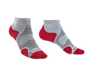 Bridgedale Womens Trail Sport Light Merino Cool Hiking Socks - Grey / Raspberry