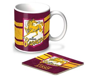 Brisbane Broncos NRL Heritage Design Coffee Mug and Coaster Gift Set