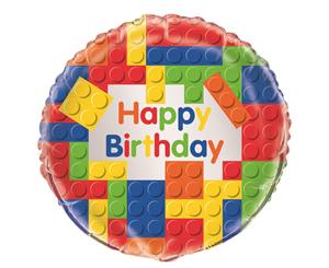 Building Blocks Birthday 45cm Foil Balloon Packaged