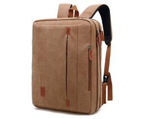 CoolBELL 17.3 Inches Convertible Laptop Messenger Bag Shoulder Bag Canvas Backpack-Canvas Khaki