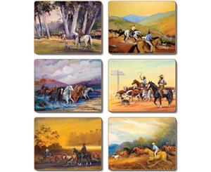 Country Kitchen MAN FROM SNOWY RIVER Cinnamon Cork Backed Placemats Set 6