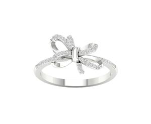 De Couer 9KT White Gold Diamond Knot Ring (1/8CT TDW H-I Color I2 Clarity)