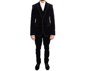 Dolce & Gabbana Purple Velvet Slim Fit Two Button Suit