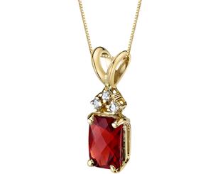 Garnet Diamond Pendant 14K Yellow Gold Radiant 7 x 5 mm 1 ct NSJP9718