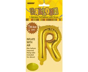 Gold R Alphabet Foil Balloon 35cm