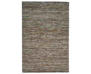 Handwoven Natural Jute & Recycled Silk Rug - Stripe 6001 - Natural/Black