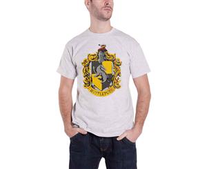 Harry Potter T Shirt Hufflepuff House Crest Logo Official Mens - Grey