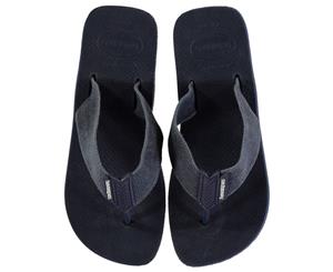 Havaianas Mens Urban Basic Flip Flops - Navy Blue 6780 Toe Post Pattern Leather