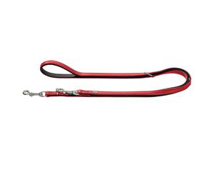 Hunter Premium Capri Leather Dog Training Lead 3-Way Adjustable - Red/Black