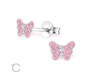 Kid's Sterling Silver Butterfly Ear Studs Swarovski Crystals