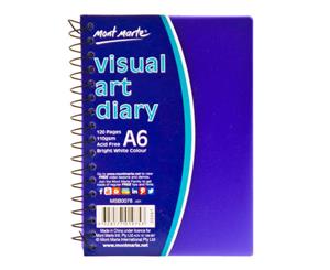 Mont Marte Visual Art Diary Spiral Bound Colour Cover White Paper A6 110gsm 120 Sheet - Choose Your Colour