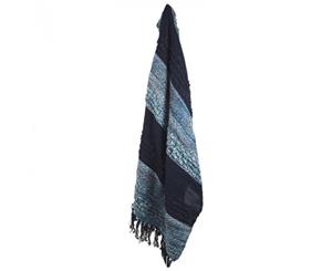 Navy Striped Handloom Throw Blanket