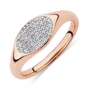 Oval Signet Ring with 0.18 carat TW of Diamonds in 10ct Rose Gold