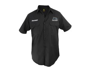 Penrith Panthers NRL Short Sleeve Button Work Shirt BLACK