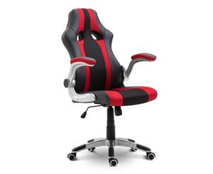 Racing Style Gaming Office Chair w/Adjustable Armrest - Red and Black