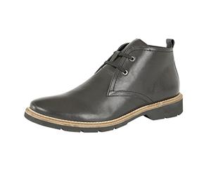 Roamers Mens 2 Eye Flexible Chukka Leather Boots (Black) - DF1237