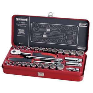 Sidchrome 32 Piece AF/Metric Socket Set