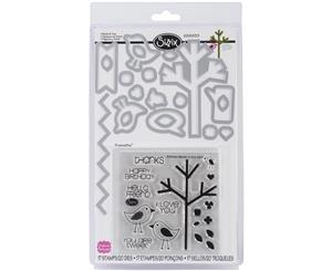 Sizzix Framelits Dies 20/Pkg W/Clear Stamps-Birds & Tree