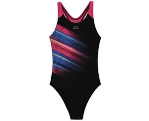 Slazenger Girls Sportback Swimsuit Junior - Black/Pink