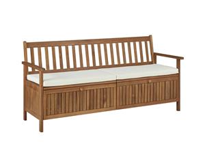 Solid Acacia Wood Storage Bench with Cushion 170cm Backyard Lounge Seat