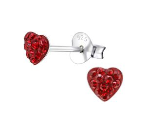 Sterling Silver Kids Heart Indian Siam Stud earrrings made with Swarovski Crystal