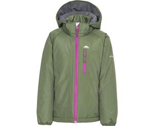 Trespass Girls Shasta Waterproof Windproof Insulated Warm Jacket Coat - Moss/Purple Orchid