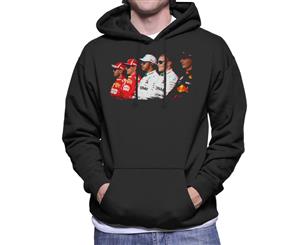 Vettel Raikkonen Hamilton Botta & Verstappen Line Up Abi Dhabi GP Men's Hooded Sweatshirt - Black