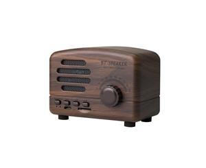 Wood Grain Mini Bluetooth Speakers Camera Shape Radio Wireless Speaker Brown