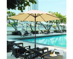 Yescom 2.4m Outdoor Patio Umbrella w/ Tilt Crank Sun Shade Parasol Beach Garden Beige