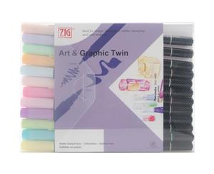 ZIG Art & Graphic Twin Tip Markers 12 pack - Pastel